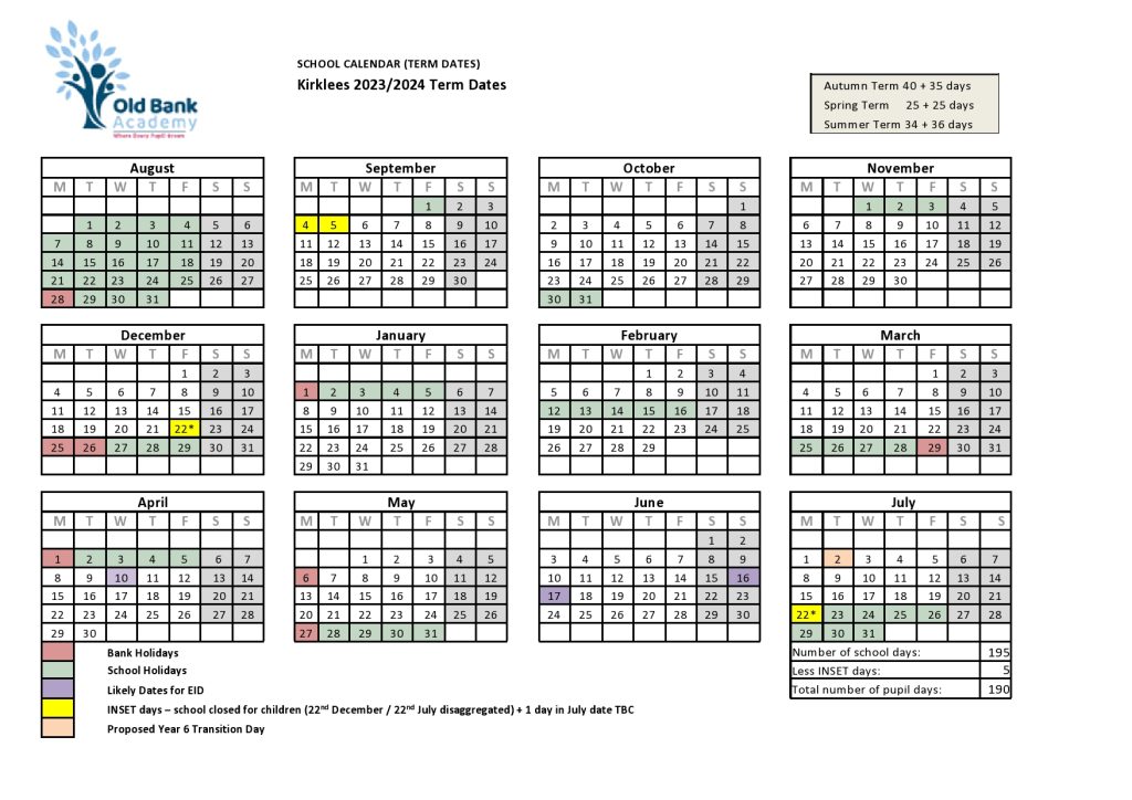 Term dates Old Bank Academy